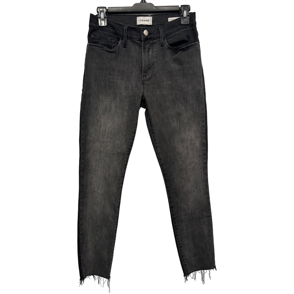 FRAME‎ Le Skinny de Jeanne Jeans 27 Bounty Two Tone LSJTT710 Black Frayed Hem
